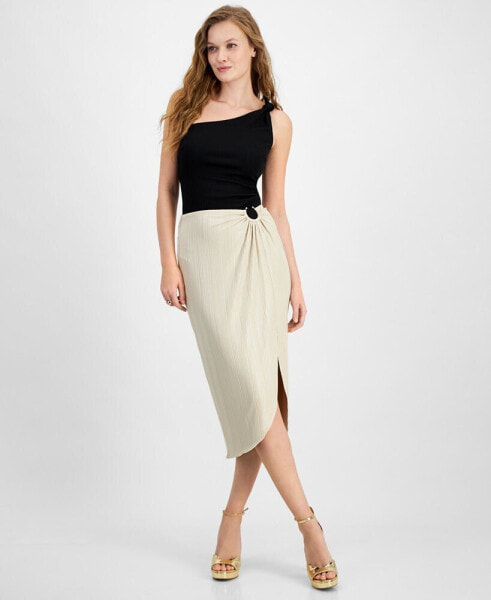 Women's Cristina Ribbed Side-Slit Midi Skirt