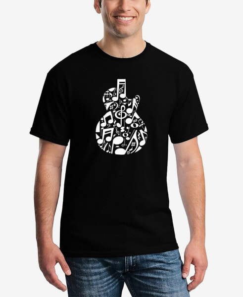 Men's Music Notes Guitar Printed Word Art T-shirt