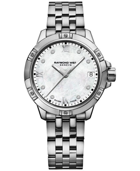 Women's Swiss Tango Diamond-Accent Stainless Steel Bracelet Watch 30mm