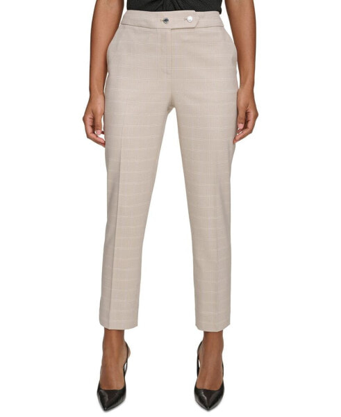 Women's Windowpane-Print Slim-Leg Pants