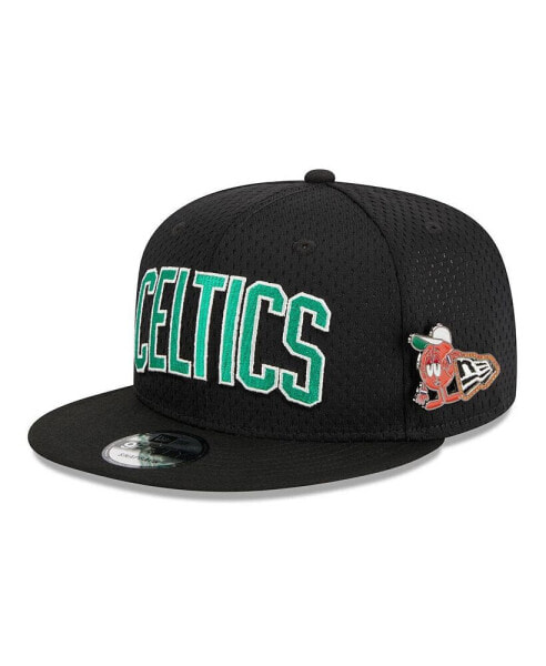 Men's Black Boston Celtics Post-Up Pin Mesh 9FIFTY Snapback Hat