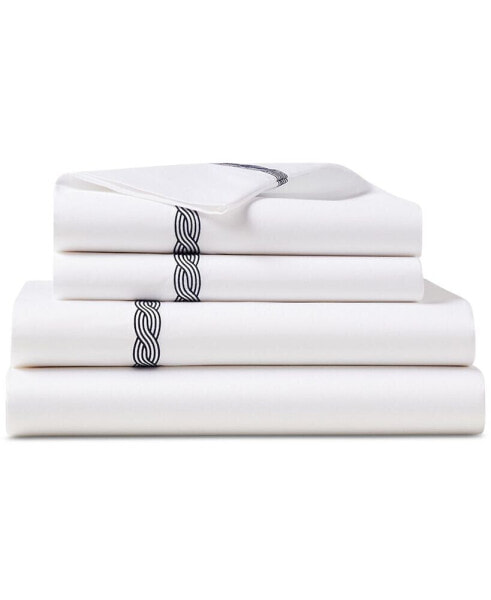 Spencer Cable Embroidery 4-Pc. Sheet Set, Queen