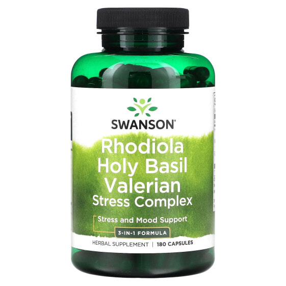 Rhodiola Holy Basil Valerian Stress Complex, 180 Capsules