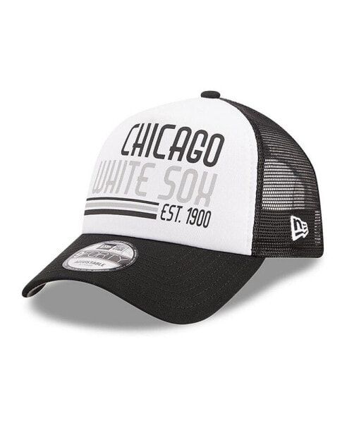 Men's White, Black Chicago White Sox Stacked A-Frame Trucker 9FORTY Adjustable Hat