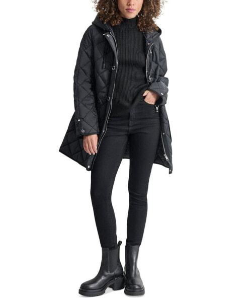 Women's Hooded Toggle Quilted Coat