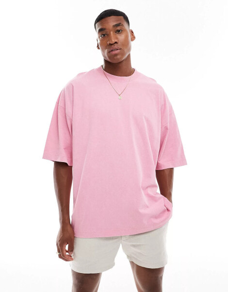 ASOS DESIGN extreme oversized t-shirt in washed pink