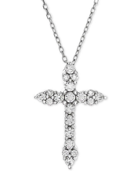 Macy's diamond Cross Adjustable Pendant Necklace (1/2 ct. t.w.) in 14k White Gold or 14K Gold