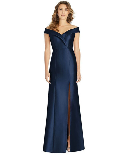 Off-The-Shoulder Satin Gown