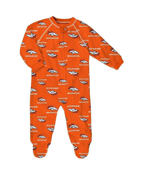 Infant Boys and Girls Orange Denver Broncos Allover Print Raglan Full-Zip Jumper