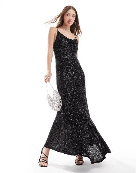 Never Fully Dressed Mya embellished midaxi dress in black sequin