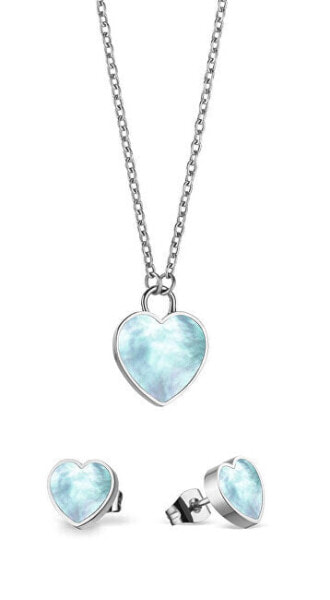 Arctic Symphony 431-715-Silver Romantic Steel Jewelry Set (Necklace, Earrings)