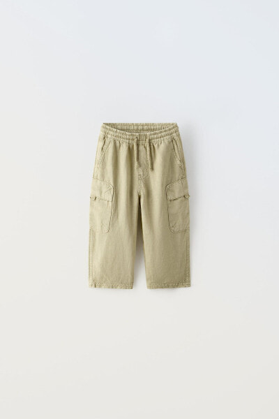 Linen blend cargo trousers