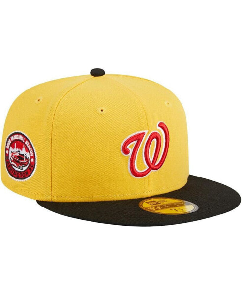 Головной убор для мужчин New Era Washington Nationals 59FIFTY Черно-желтый