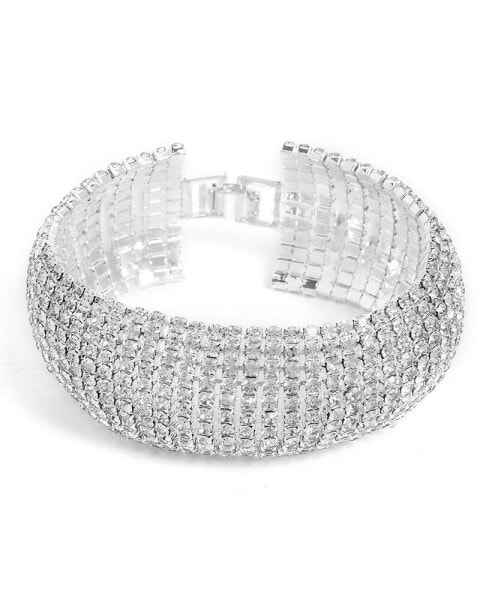 Women's Silver Embellished Statement Bracelet