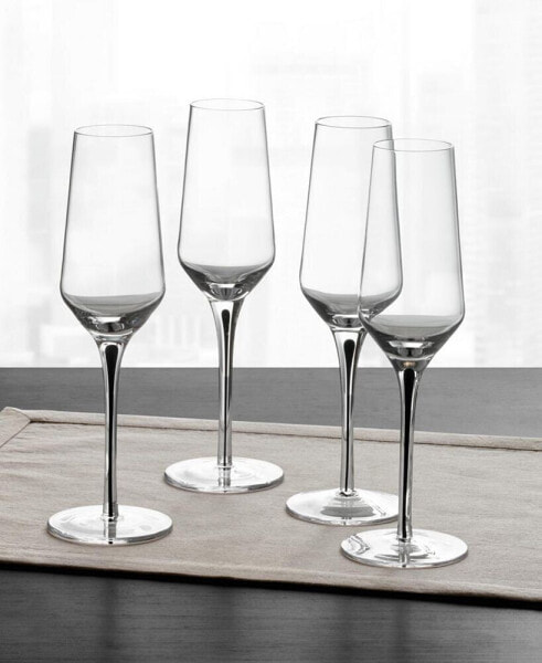 Black Stem Champagne Glasses, Set of 4, Created for Macy's