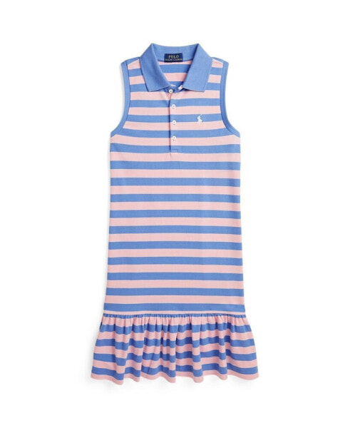 Big Girls Striped Stretch Mesh Polo Dress