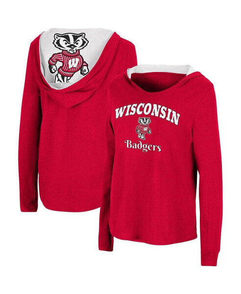 Women's Red Wisconsin Badgers Catalina Hoodie Long Sleeve T-Shirt