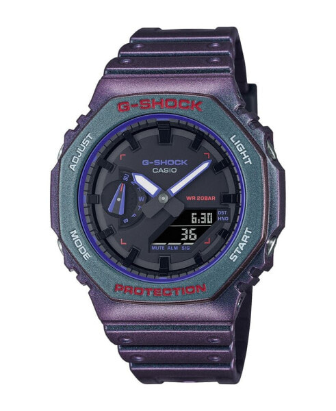Часы и аксессуары CASIO G-Shock мужские аналогово-цифровые пурпурные из смолы 50,0 мм, модель GA2100AH-6A