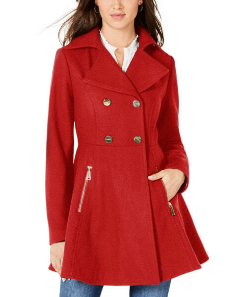 Women's Double-Breasted Wool Blend Skirted Coat