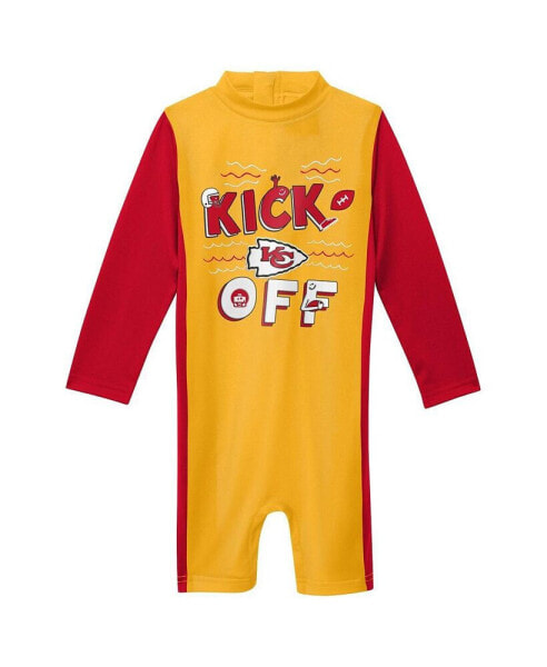 Toddler Boys and Girls Gold Kansas City Chiefs Wave Runner Long Sleeve Wetsuit