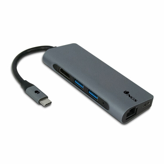 USB-хаб на 7 портов NGS WONDER DOCK 7 HDMI USB C 4K 5 Gbps Серый