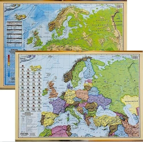 Подкладка на стол EkoGraf - Карта Европы (политическая и физическая)