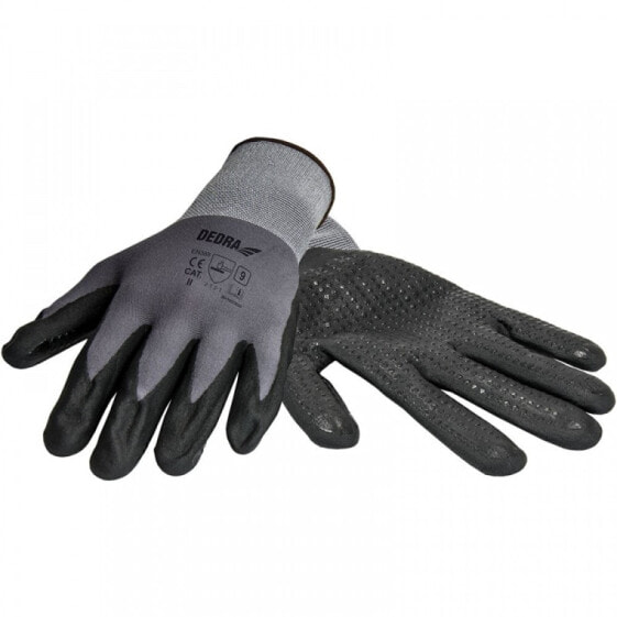 Защитные перчатки Dedra нитриловые с точечным рисунком, размер 9 (BH1006R09)
