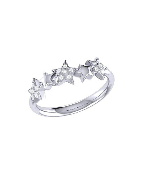Sparkling Starry Lane Design Sterling Silver Diamond Women Ring
