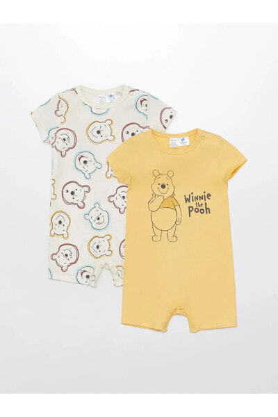 LCW baby Bisiklet Yaka Winnie the Pooh Baskılı Erkek Bebek Tulum 2'li