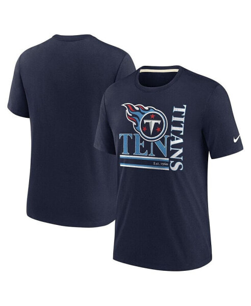 Men's Navy Tennessee Titans Wordmark Logo Tri-Blend T-shirt
