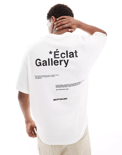 Pull&Bear gallery back printed t-shirt in white