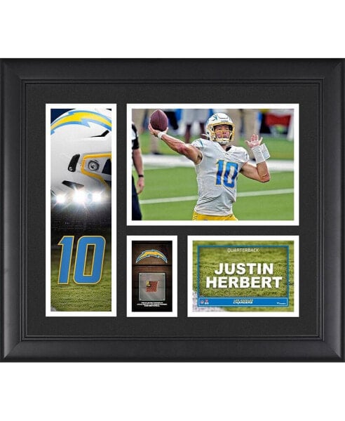 Justin Herbert Los Angeles Chargers Framed 15" x 17" Player Collage with a Piece of Game-Used Football