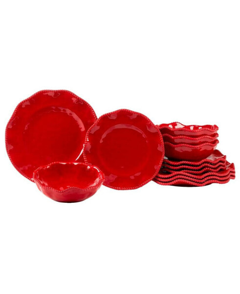 Perlette Red Melamine 12 Pc. Dinnerware Set, Service for 4