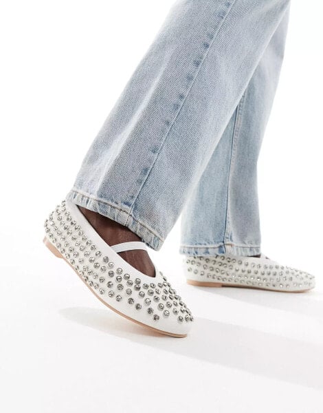 Public Desire Mina studded ballet flat in White