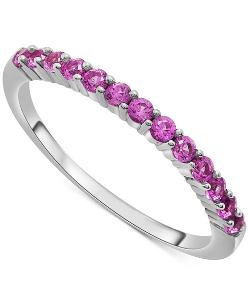 Gemstone Stack Ring in Sterling Silver (Available in Pink Sapphire and Blue Topaz)