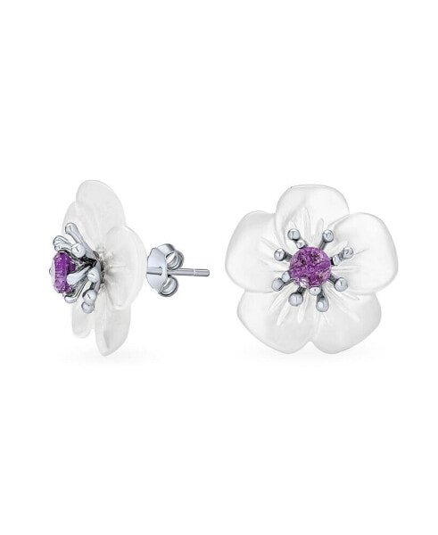 Серьги Bling Jewelry Flower Amethyst