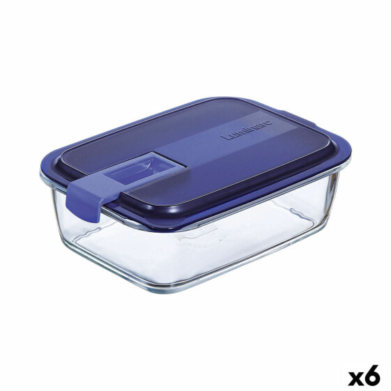 Герметичная коробочка для завтрака Luminarc Easy Box Синий Cтекло (6 штук) (1,22 L)