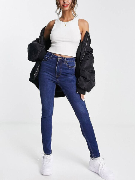 New Look lift and shape high waisted skinny jeans in authentic blue wash