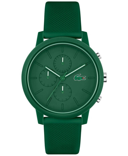 Часы и аксессуары Lacoste мужские хронограф L 12.12 с зеленым силиконовым ремешком 43 мм