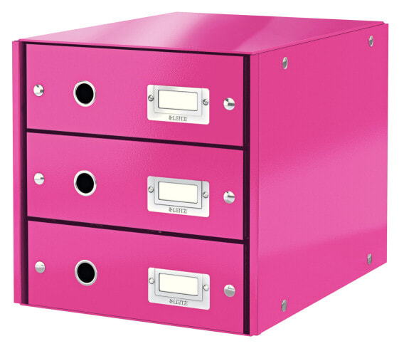 Esselte Leitz Click & Store Drawer Cabinet - Hardboard - Pink - 3 drawer(s) - Envelope - Flat file - Folder - Letter - Note - Paper - Sheet protector - 286 mm - 282 mm
