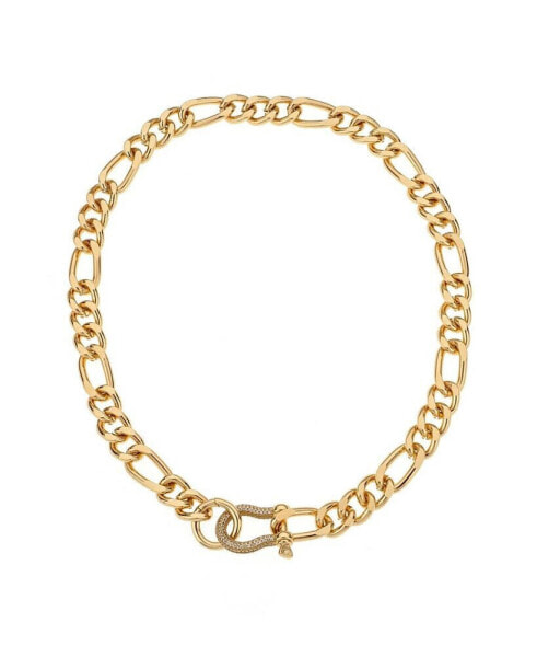 ETTIKA 18K Gold Plated Pave Clasp and Chain Necklace