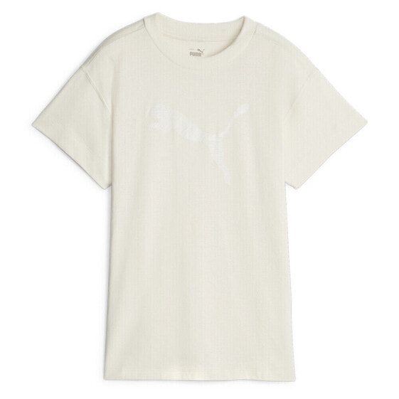 Puma Her Logo Crew Neck Short Sleeve T-Shirt Womens Off White Casual Tops 676000