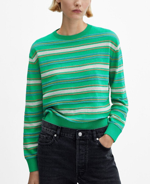 Women's Round-Neck Striped Sweater