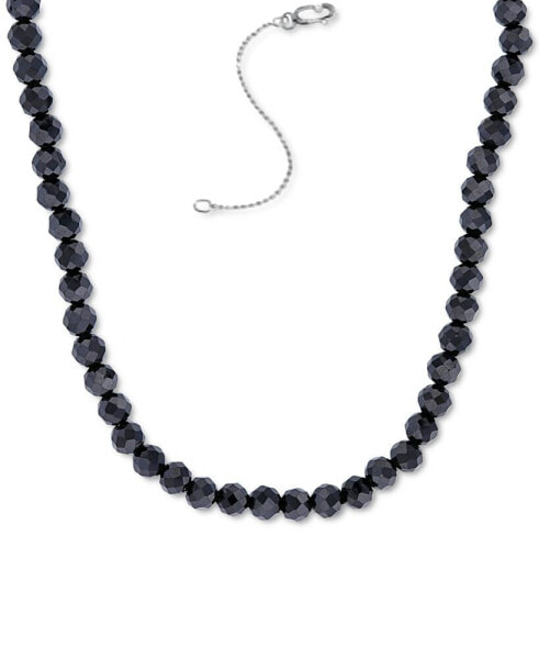 Macy's black Spinel Rondelle Bead Statement Necklace (58-1/8 ct. t.w.) in Sterling Silver, 16" + 2" extender