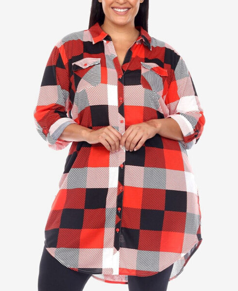 Plus Size Plaid Tunic Shirt