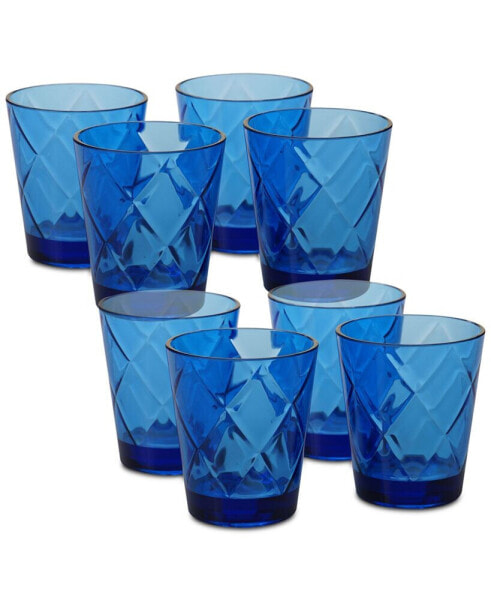 Cobalt Blue Diamond Acrylic 8-Pc. Double Old Fashioned Glass Set