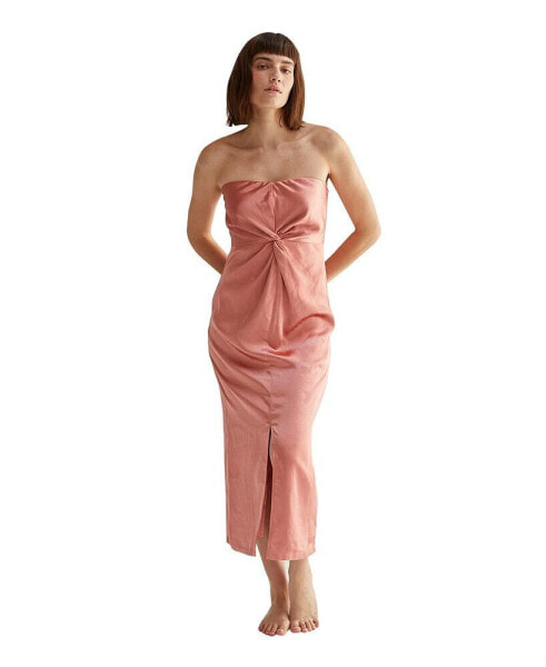 Women's Lina Front Twist Satin Midi Dress