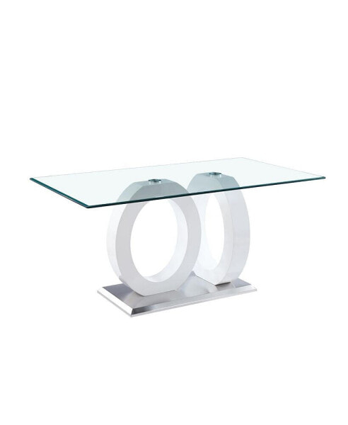 Contemporary Design Tempered Glass Dining Table With MDF Middle Support And Stainless Steel Base