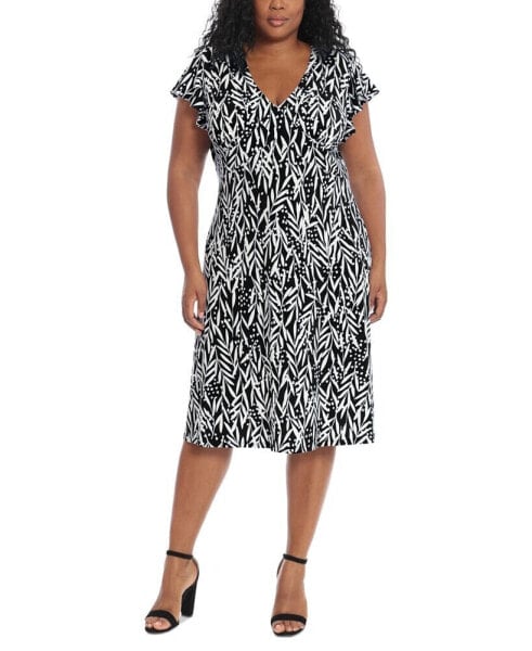 Plus Size Printed Fit & Flare Dress