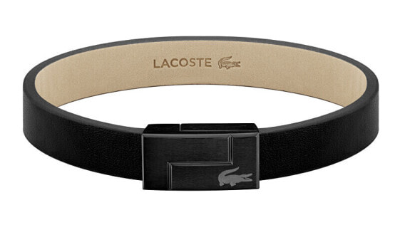 Lacoste Traveler Black Leather Bracelet 2040073
